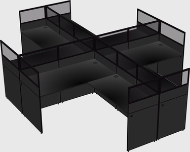 Shared l-shaped cubicles