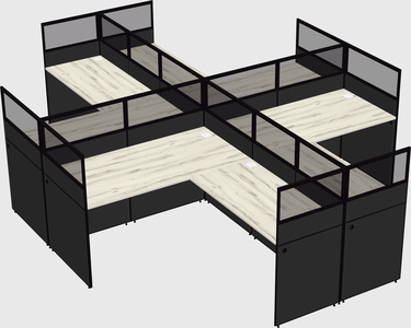 Shared l-shaped cubicles