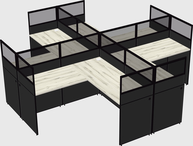 Shared l-shaped cubicles
