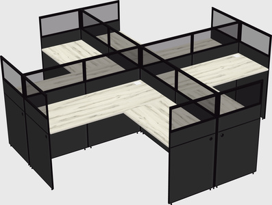 Shared l-shaped cubicles