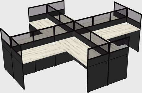 Shared l-shaped cubicles