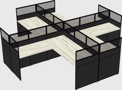 Shared l-shaped cubicles