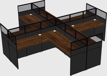 Shared l-shaped cubicles