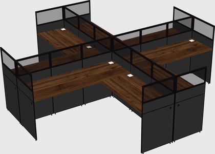 Shared l-shaped cubicles