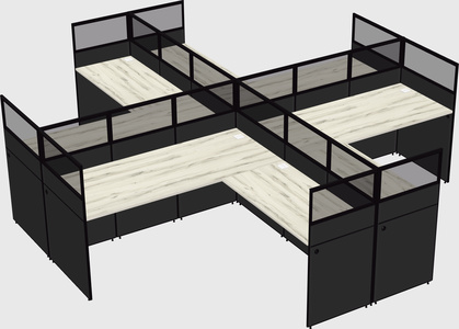 Shared l-shaped cubicles