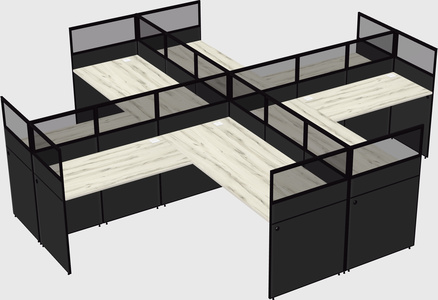 Shared l-shaped cubicles