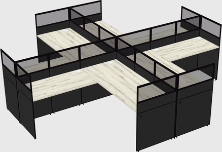 Shared l-shaped cubicles