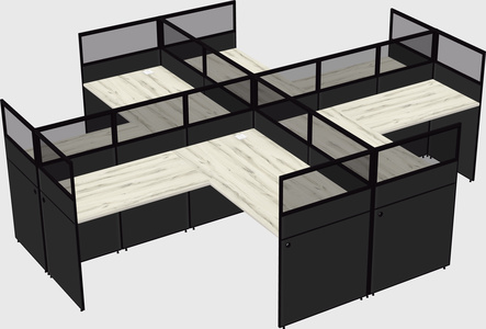 Shared l-shaped cubicles