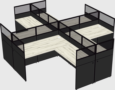 Shared l-shaped cubicles