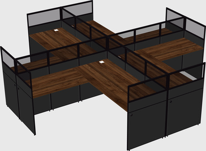 Shared l-shaped cubicles