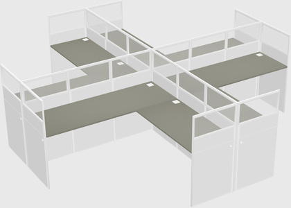 Shared l-shaped cubicles