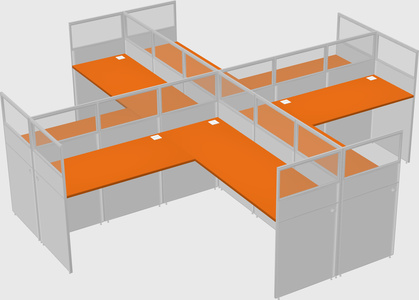 Shared l-shaped cubicles