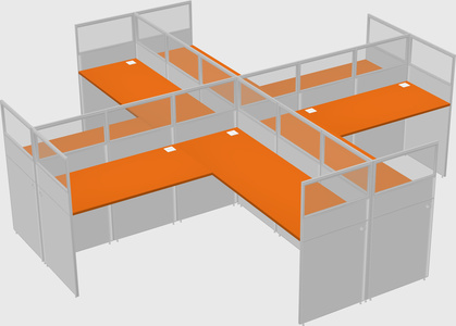 Shared l-shaped cubicles