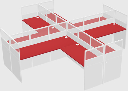 Shared l-shaped cubicles