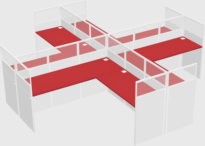 Shared l-shaped cubicles