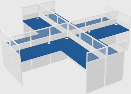 Shared l-shaped cubicles