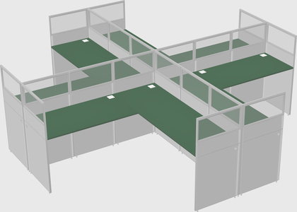 Shared l-shaped cubicles