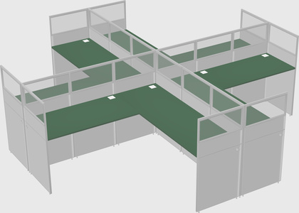 Shared l-shaped cubicles