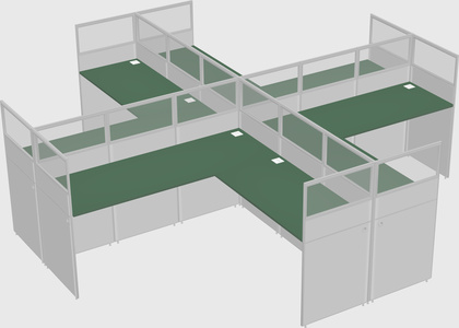 Shared l-shaped cubicles