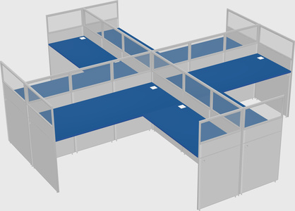 Shared l-shaped cubicles