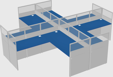 Shared l-shaped cubicles