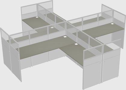 Shared l-shaped cubicles