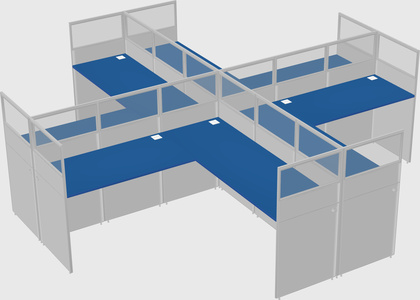 Shared l-shaped cubicles