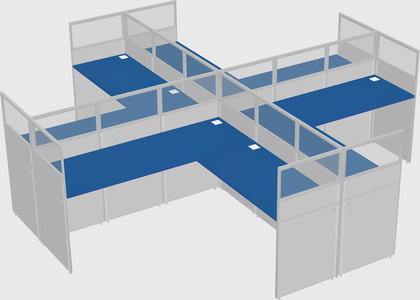 Shared l-shaped cubicles