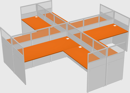 Shared l-shaped cubicles