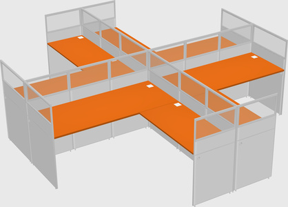 Shared l-shaped cubicles