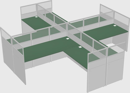 Shared l-shaped cubicles