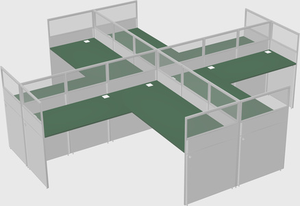 Shared l-shaped cubicles