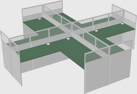 Shared l-shaped cubicles