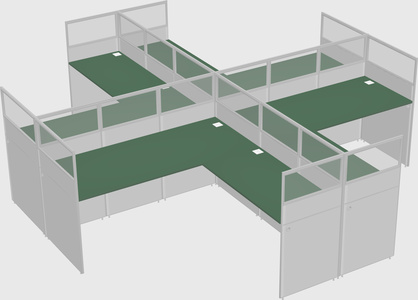 Shared l-shaped cubicles