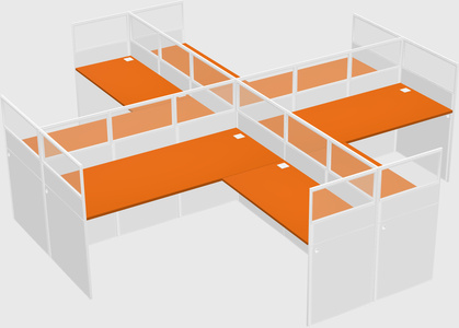 Shared l-shaped cubicles