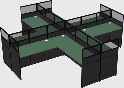 Shared l-shaped cubicles