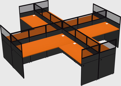 Shared l-shaped cubicles