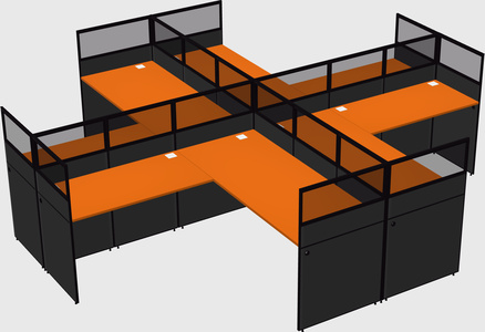 Shared l-shaped cubicles