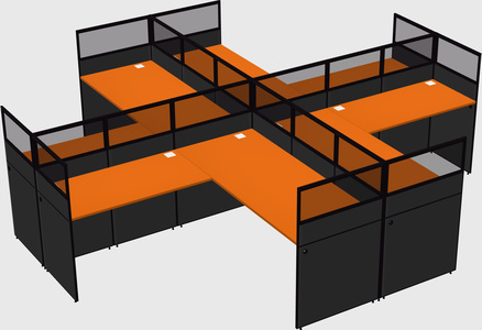 Shared l-shaped cubicles