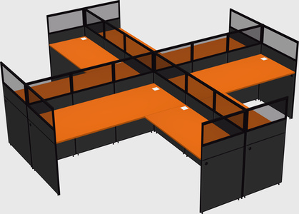 Shared l-shaped cubicles