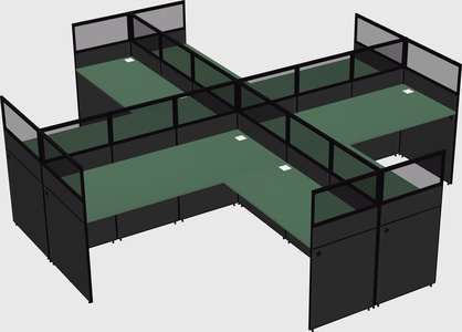 Shared l-shaped cubicles
