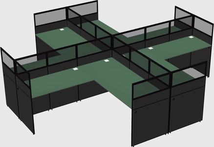 Shared l-shaped cubicles