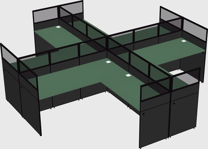 Shared l-shaped cubicles
