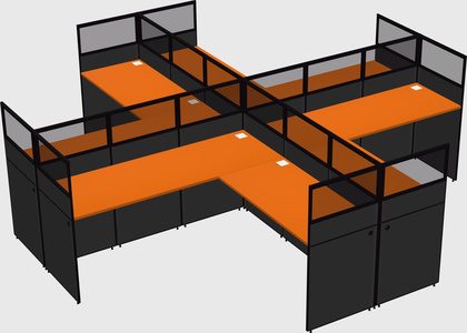 Shared l-shaped cubicles