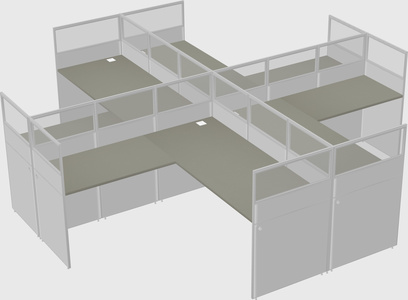 Shared l-shaped cubicles