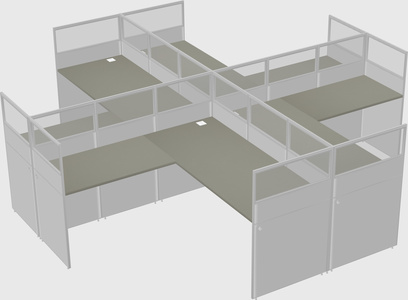 Shared l-shaped cubicles