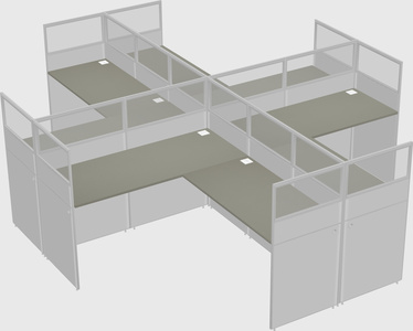 Shared l-shaped cubicles