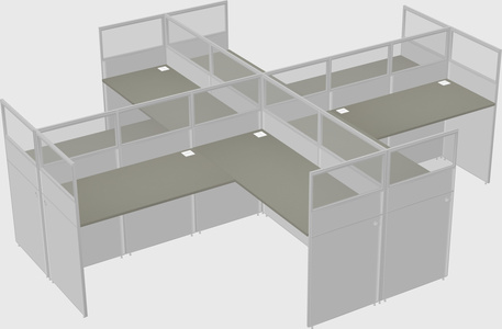 Shared l-shaped cubicles