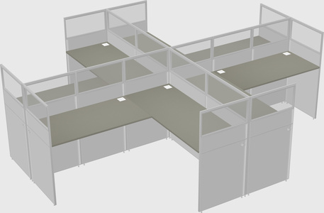 Shared l-shaped cubicles