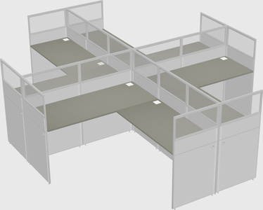 Shared l-shaped cubicles